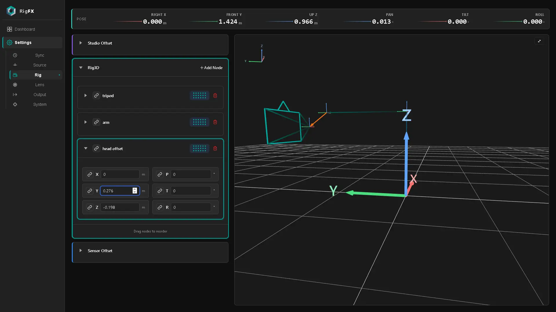 Head offset node